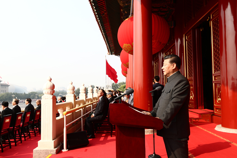 10月1日上午，慶祝中華人民共和國成立70周年大會在北京天安門廣場隆重舉行。中共中央總書記、國家主席、中央軍委主席習近平發(fā)表重要講話。
