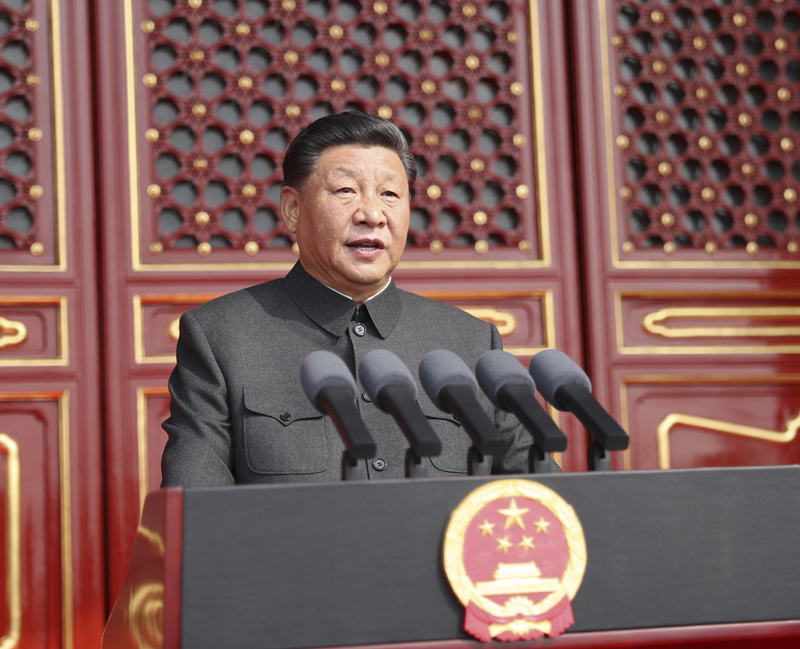 10月1日上午，慶祝中華人民共和國成立70周年大會在北京天安門廣場隆重舉行。中共中央總書記、國家主席、中央軍委主席習近平發(fā)表重要講話。